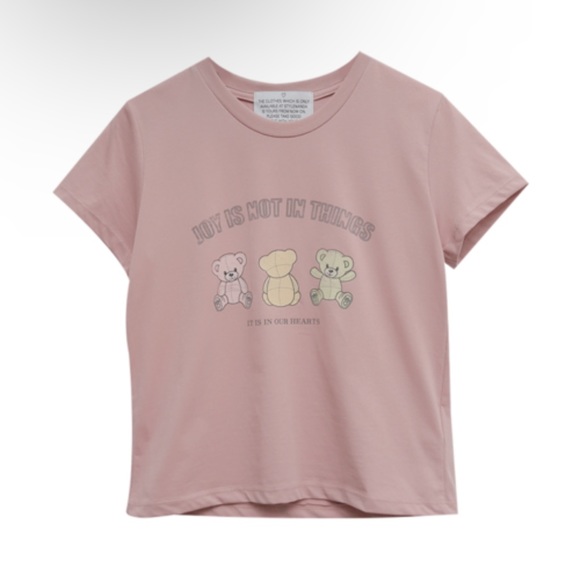 Stylenanda 3ce Korea Teddy Bear Print Cap Sleeve T-Shirt - Picture 3 of 16